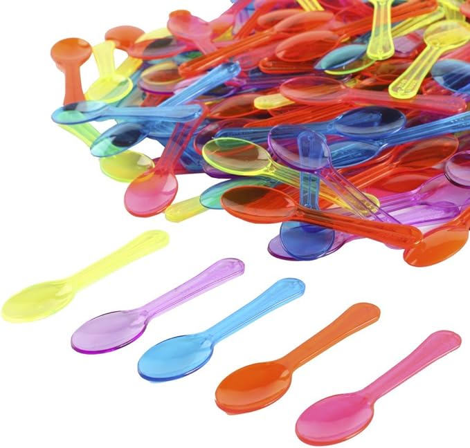 Extra Sturdy, Gmark 200pc 3" Multi Colored Plastic Taster Mini Spoons by Gmark