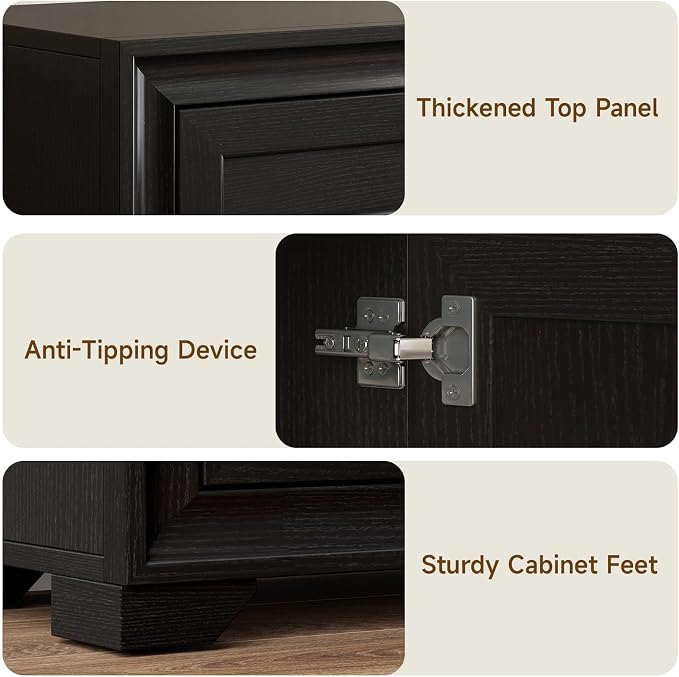48 Inches Buffet Cabinet with Storage, Farmhouse Sideboard Buffet w/2 Drawers - Image 5