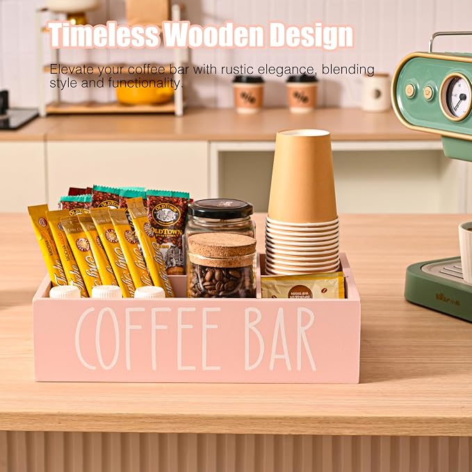 STORAGENIE Wooden Coffee Station Organizer – Removable Dividers, Storage - Image 3