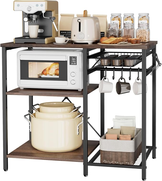 VEVOR Bakers Rack, 35.4 inch Width Microwave Stand, Kitchen Stand by VEVOR