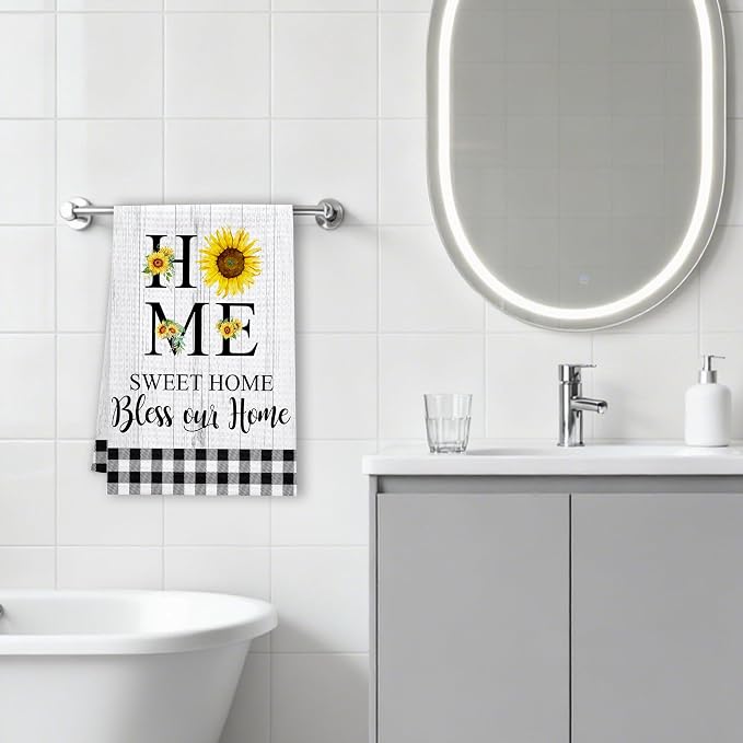 Daisy Floral Kitchen Towels, Home Sweet Home Dish Towels, Flower Rustic - Image 5