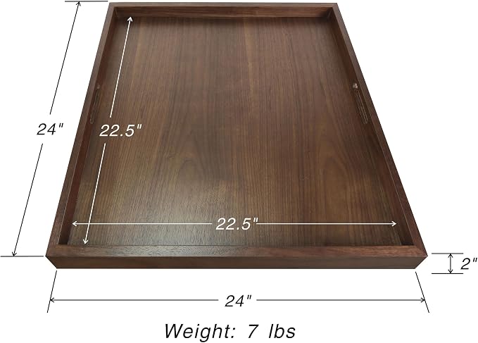 BARsics 24x24 inches Square Walnut Wooden Ottoman Tray, Large Living Room - Image 3