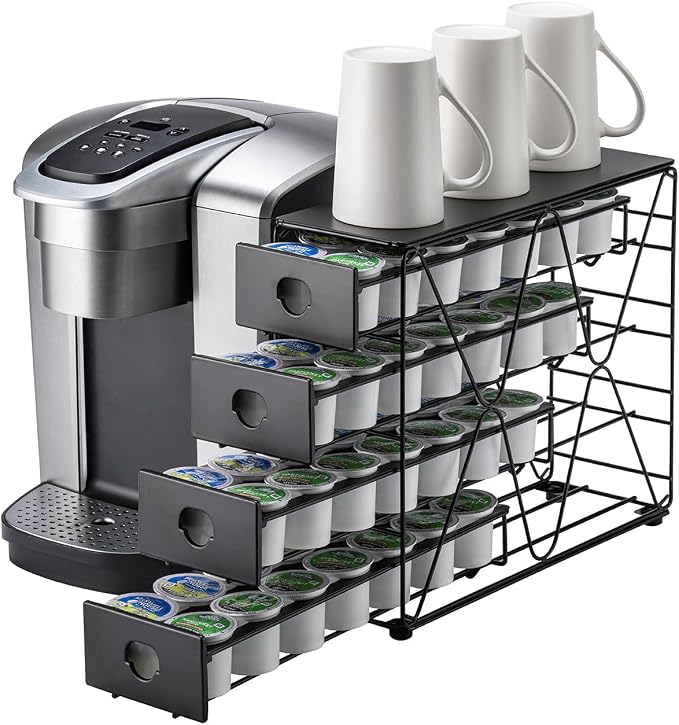 FlagShip K Cup Holder for Keurig Pod K Cup Storage 4 Tier K Cup Drawer by FlagShip