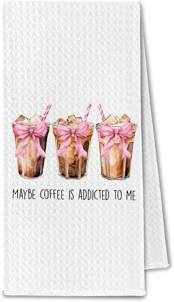 Coquette Coffee Kitchen Towels, Coffees Bar Lover Gifts Dish Tea Towel by Unknown