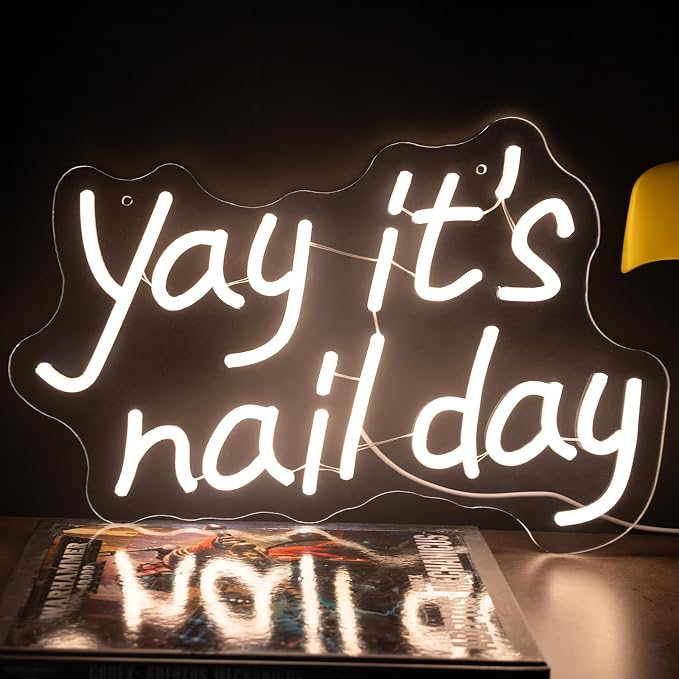 Yay It's Nail Day Neon Sign for Wall Decor, LED Dimmable Lights Nail Room Decor - Image 9