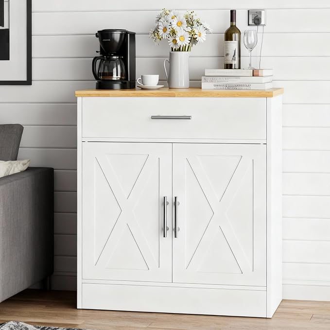 SUNLEI Coffee Bar Cabinet, Wooden Storage Cabinet - Image 8