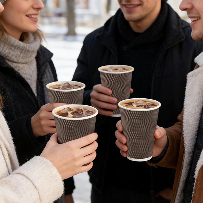 BYSNOW 90 Pack 16 oz Disposable Coffee Cups, Insulated Paper Coffee Cups - Image 6
