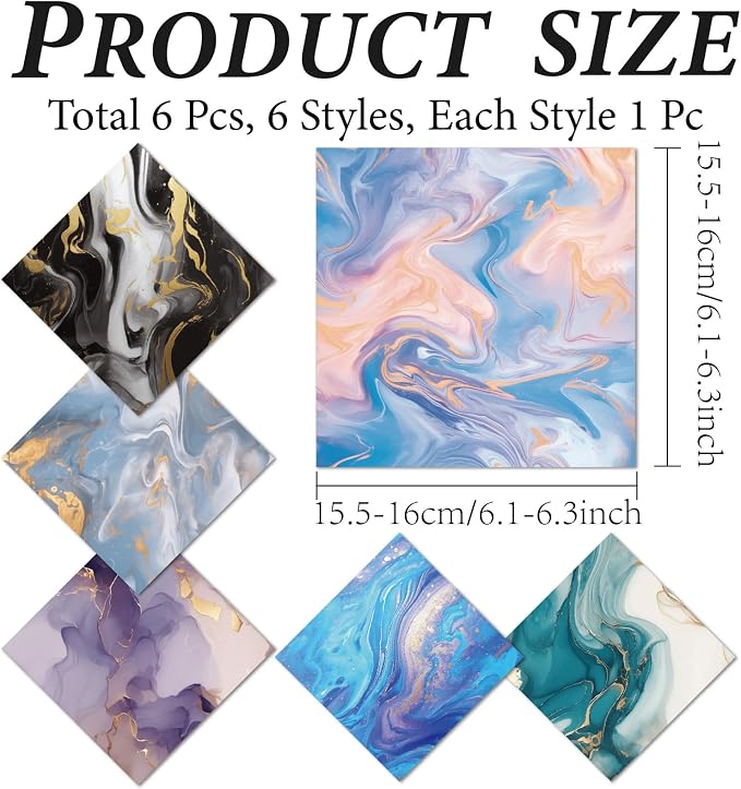 CREATCABIN 6Pcs Marbling Eyeglass Cleaning Cloth Microfiber Cleaning Cloths - Image 2