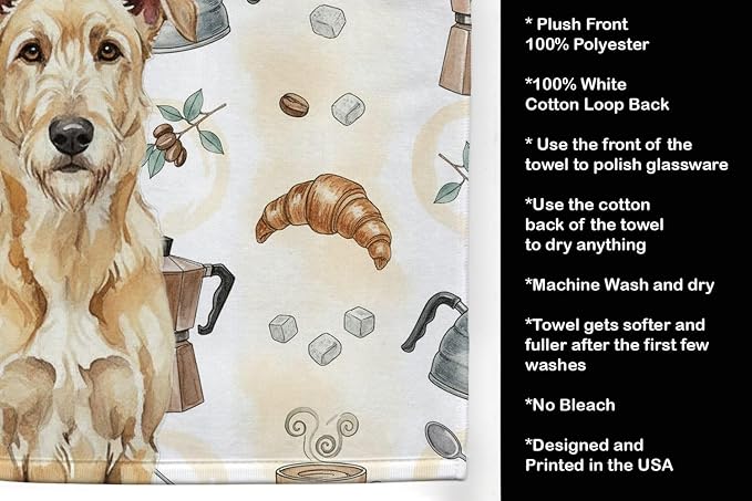 Caroline's Treasures Wheaten Irish Wolfhound Coffee Bar Kitchen Towel Velour - Image 4
