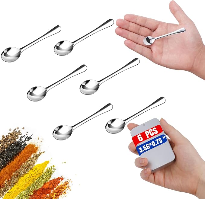 6PCS Tiny Spoons Upgraded Larger Size 3.56 inch by Aosnare