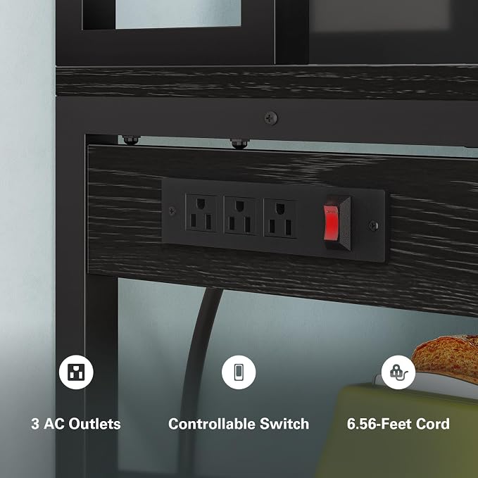Denkee Large Bakers Rack with Power Outlets, 38 Inch Microwave Stand with - Image 5
