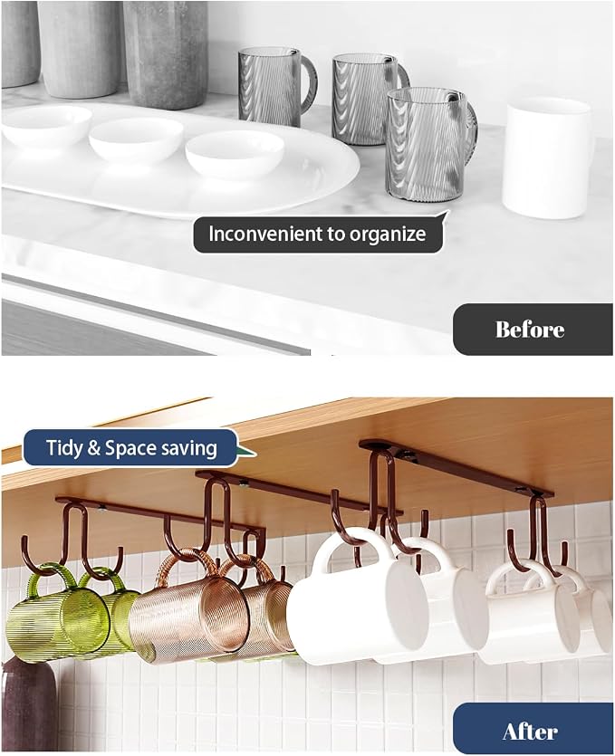 Luckinow Mug Hooks Under Cabinet 3 Pack, Coffee Cup Hooks - Image 2