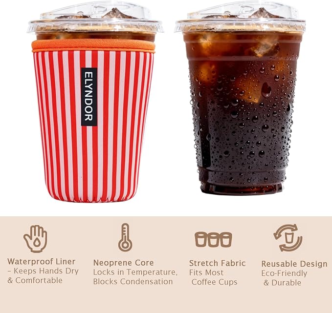Reusable Insulated Sleeve for Iced Coffee Cup, Coffee Neoprene Sleeve for Cold - Image 6