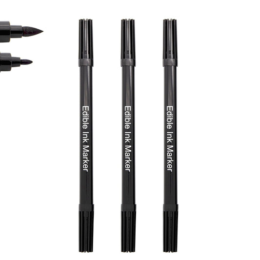 Dual Tips Food Coloring Pens，3PCS Black Color Food Grade and Edible Marker,Gourmet Writers for Decorating Fondant,Cakes, Cookies, Frosting, Easter Eggs, Thick Tip and Fine Tip, by Edibleink