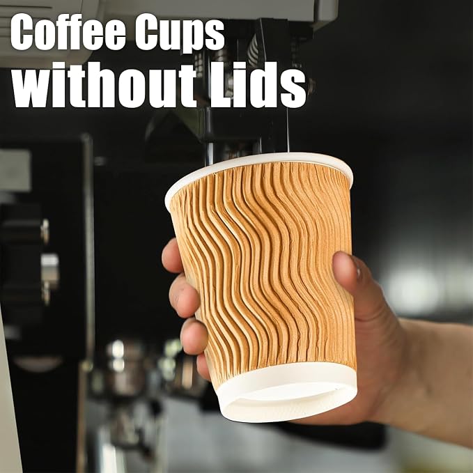 BYSNOW 100 Pack 12 oz Coffee Cups, Disposable Insulated Hot Cups To Go Paper - Image 4