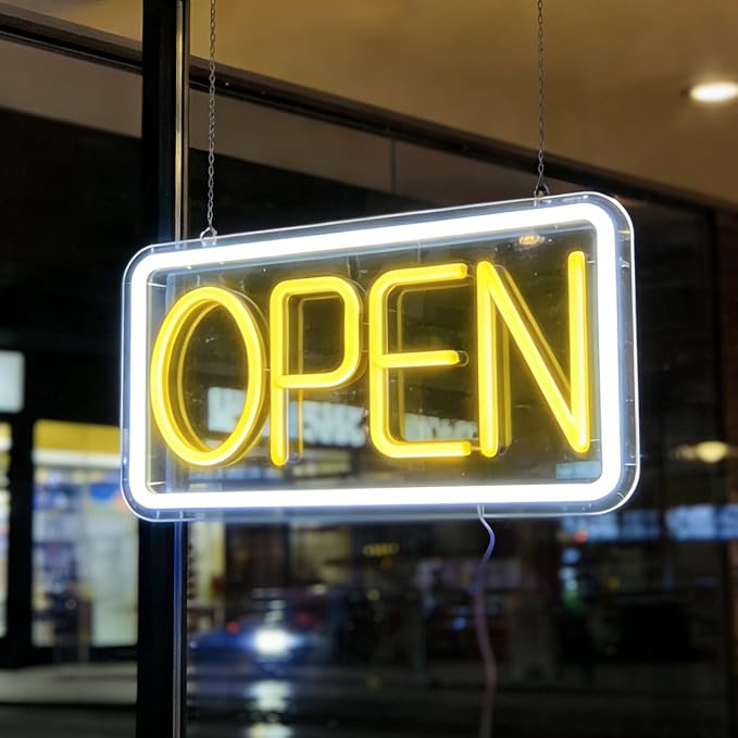Open Signs for Business, Neon Open Sign Led, 16.5"x 9", by SnailGo