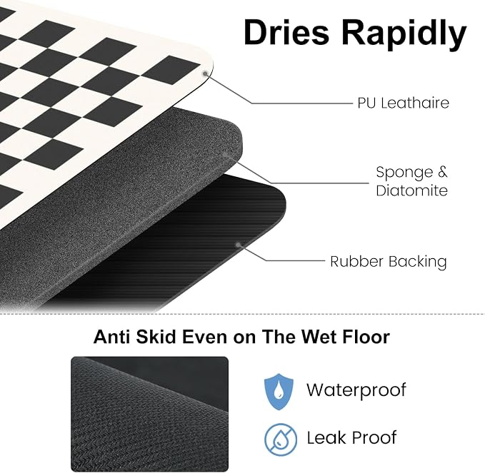 Clinuse Coffee Mats, Quick Dry Mat, Diatomite Absorbent Aesthetic Large Drying - Image 3