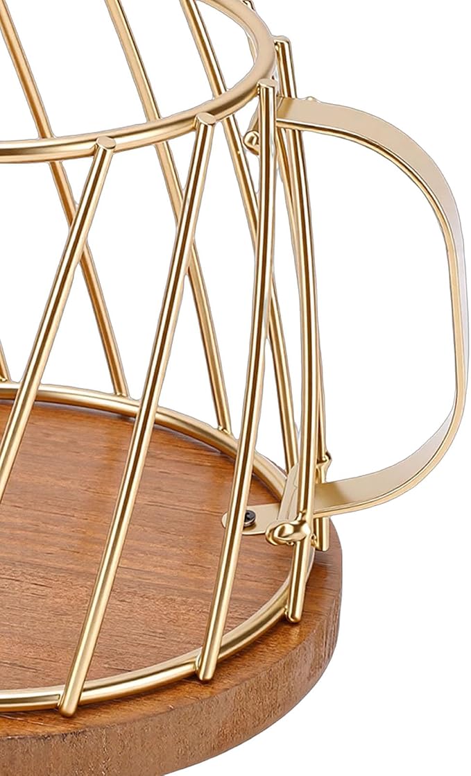 JTLB Coffee Pod Basket, Large Capacity Metal Wood Holder Organizer - Image 8