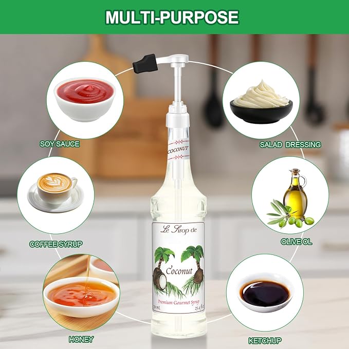 Coffee Syrup Pump for 750 ml Bottle – 4 Pack Syrup Dispenser Pumps Compatible - Image 6