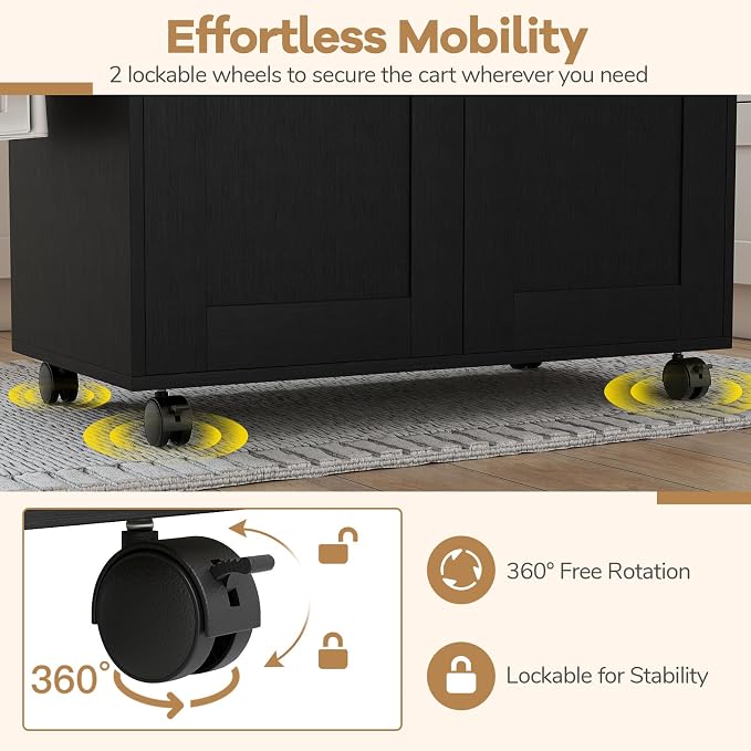 LOKO Kitchen Island Cart with Wheels, Rolling Kitchen Storage Cabinet with - Image 8