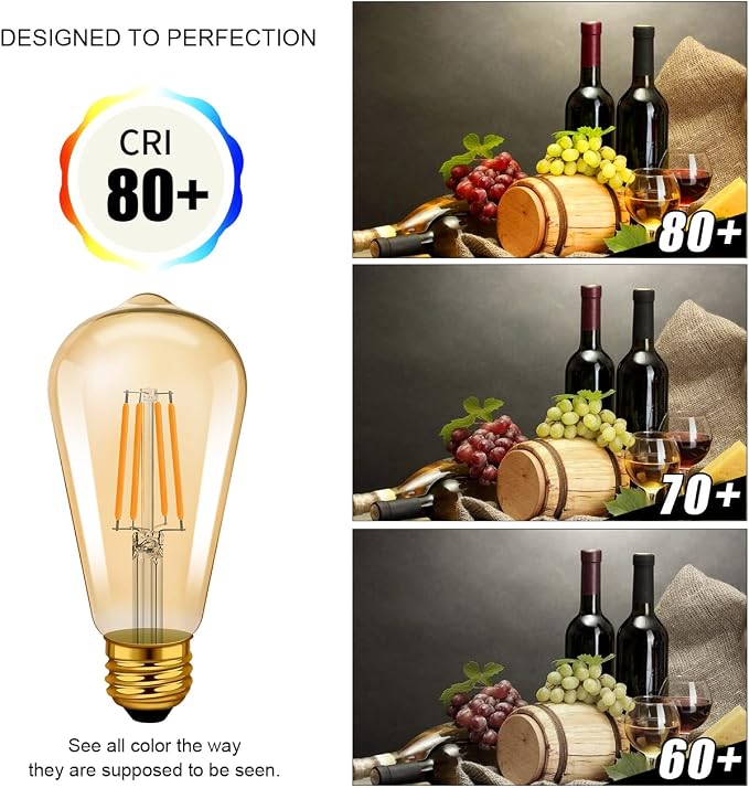 LVWIT Vintage Edison Light Bulb ST21 LED Filament Bulb 5.5W Dimmable 2500K Warm - Image 6