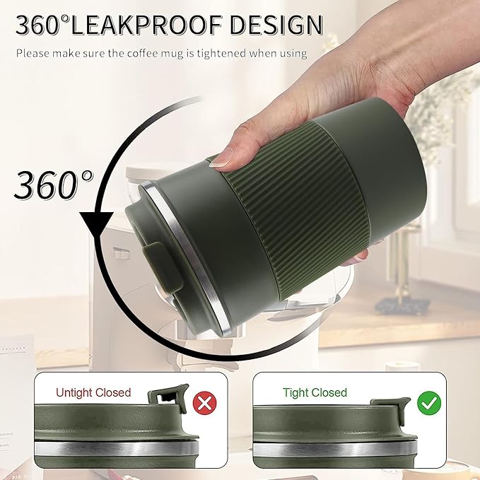 YINBAOGE Insulated Travel Coffee Mug, Spill & Leak Proof, Portable To Go - Image 4