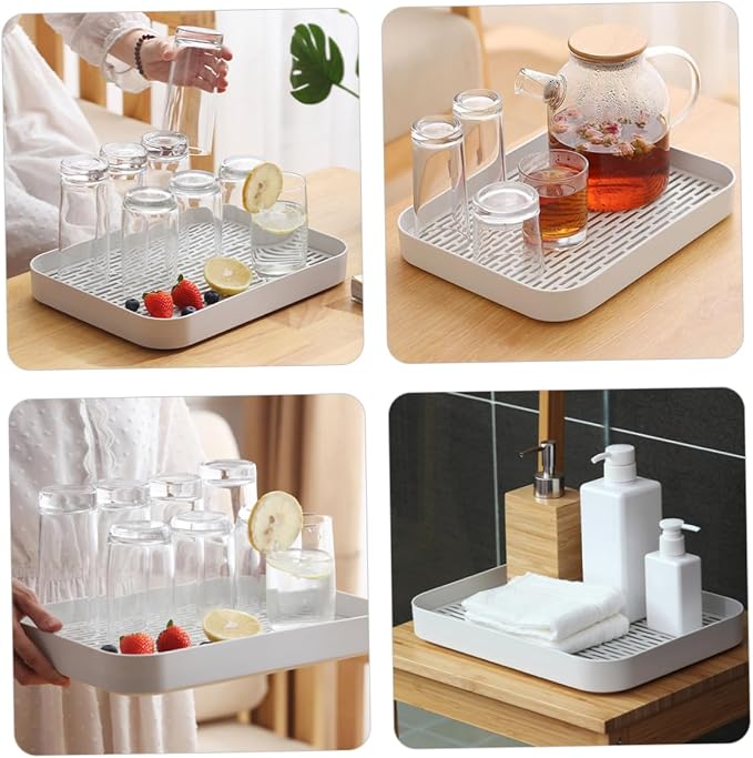 IMIKEYA Double Layer Drain Storage Tray Dish Tray Drip Small Dish Rack Drainer - Image 2