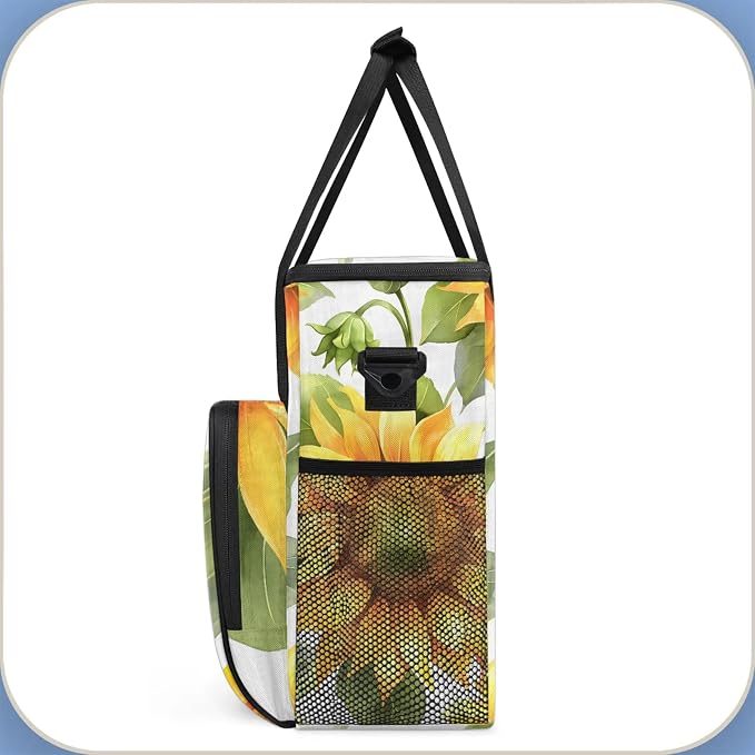 Yellow Sunflower Summer Floral Coffee Maker Carring Bag, Large Insulated - Image 4