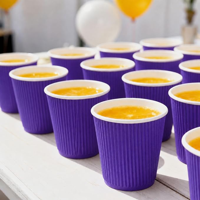 Restaurantware Ripple Wall Coffee Cups 25 Count 8 Ounce Insulated Royal Purple - Image 4