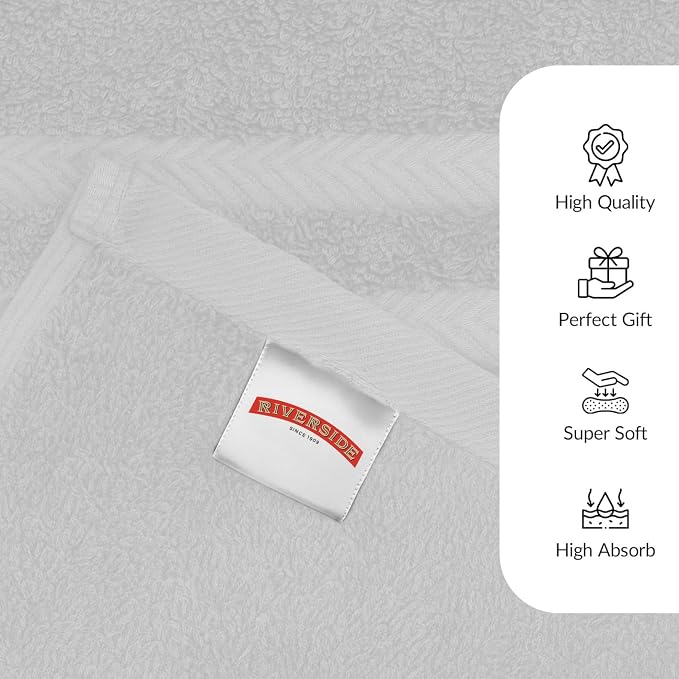 RIVERSIDE Pack of 8 Towels Set, 2 Large Bath, 2 Hand, 4 Face Washcloths - Image 9