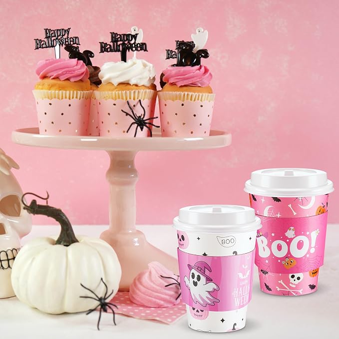Umigy 100 Pack Halloween Disposable Coffee Cups 12 oz Paper Coffeeware - Image 5