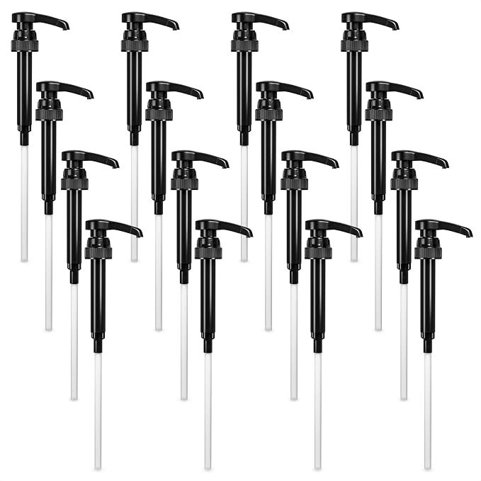 Set of 16 Black Coffee Syrup Pumps by Reluen