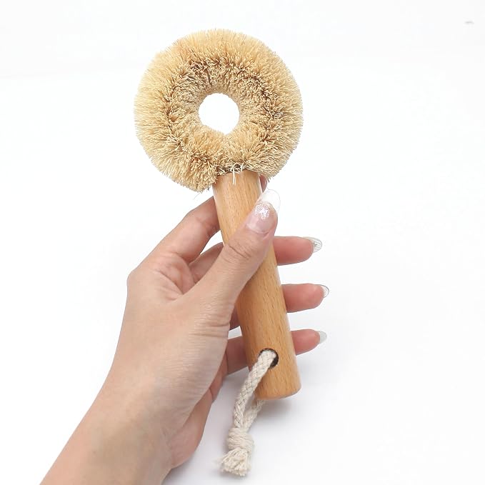2PCS Coconut Brush Fiber Bottle Wooden Cleaning Brush, Scrub Head - Image 9