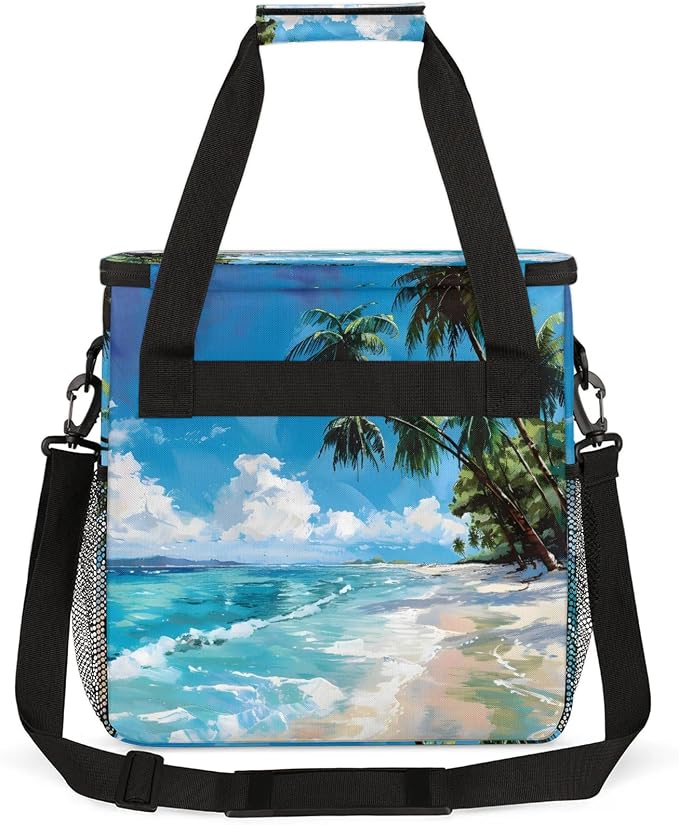 Tropical Beach Hawaiian Palm Trees Coffee Maker Carring Bag, Large Insulated - Image 5