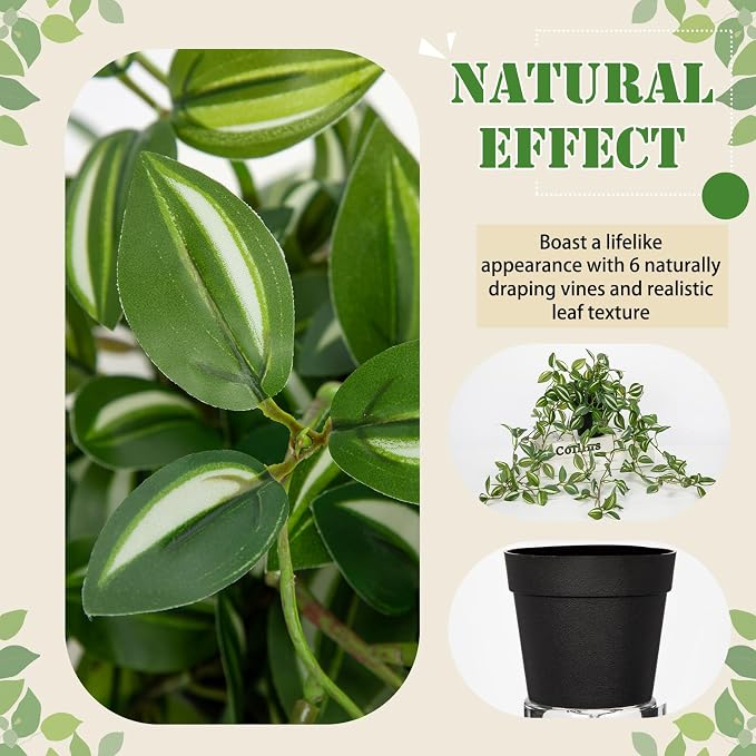 2 Pack Fake Hanging Plants for Shelf in Back Pot, Small Artificial Hanging Ivy - Image 3