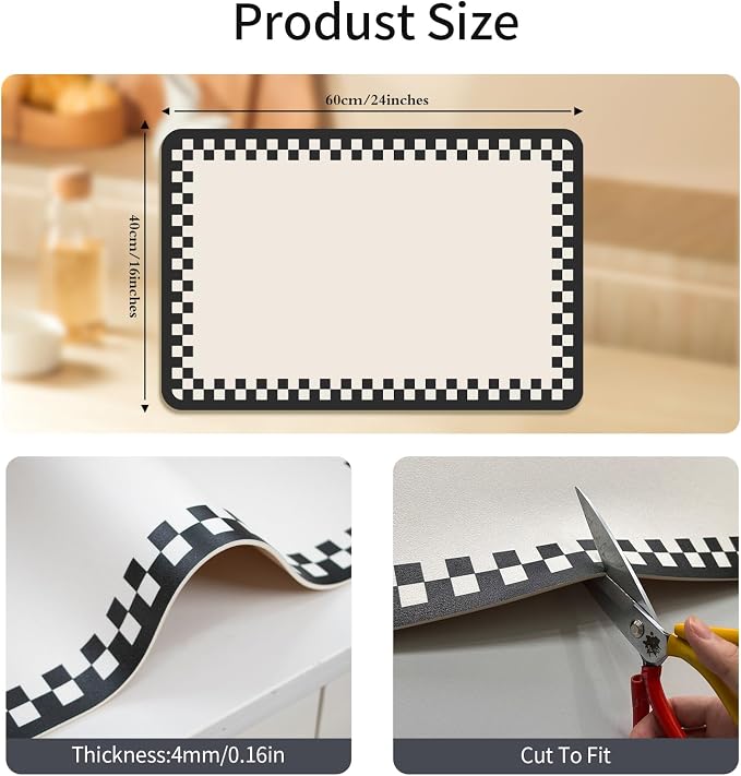 Drying Mat Kitchen Counter 24''x16'' Non-slip Coffee Mat Dish Drying Mat Fits - Image 3