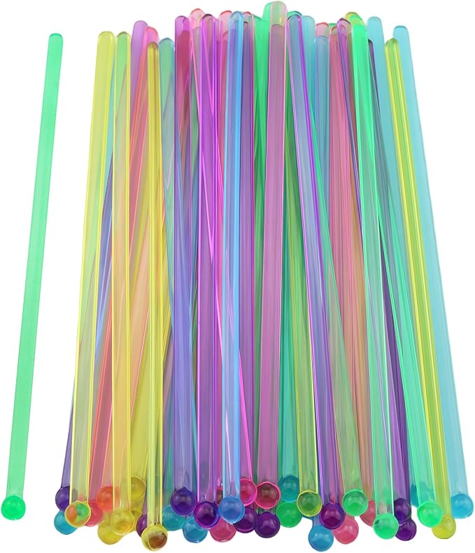 50PCS Colored Plastic Stirring Sticks Disposable Round Crystal Stirrers 7 by ZZLZX
