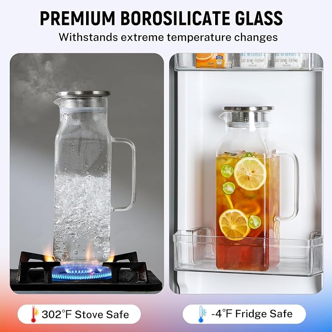 Netany 3 Pack 2 Liters/68 oz Square Glass Pitcher - Image 4