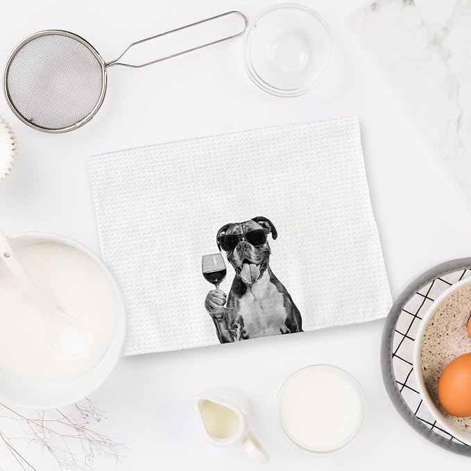 Boxer Dog Gifts Wine Kitchen Towels, Gifts - Image 6
