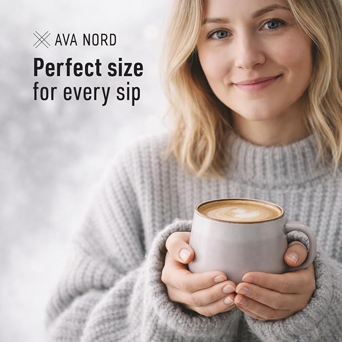 Ava Nord Large Ceramic Coffee Mugs Set of 4 | 16 oz Stoneware Coffee Cups | - Image 4