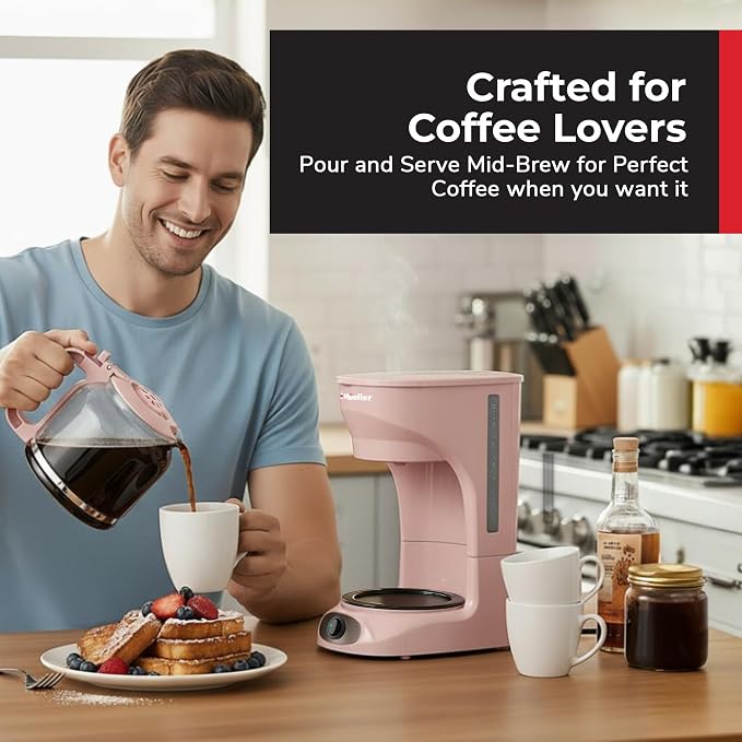 MUELLER HOME 12-Cup Pink Coffee Maker - Image 8