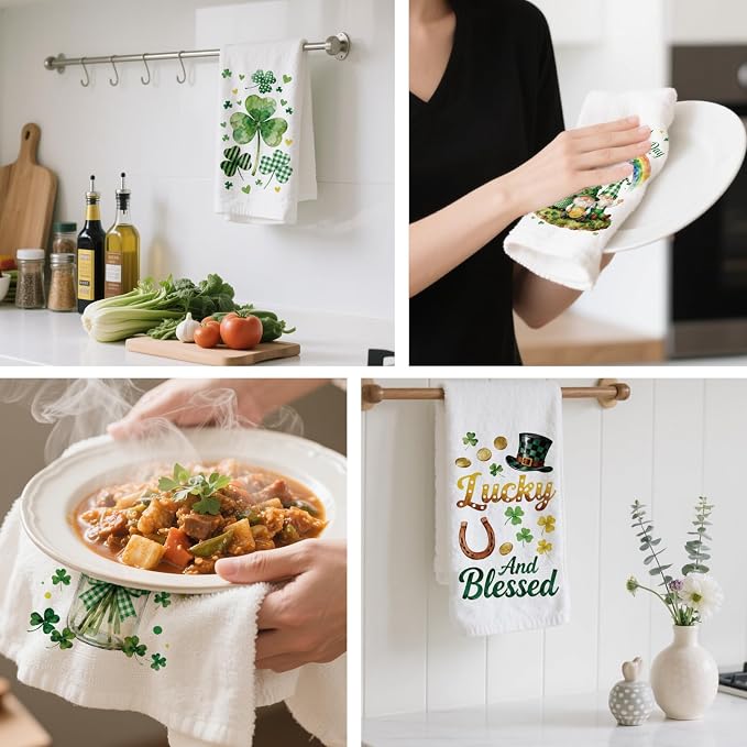 CUTHOLLOW St. Patrick's Day Decorative Kitchen Towels Set of 4, 15.74"x23.62" - Image 5