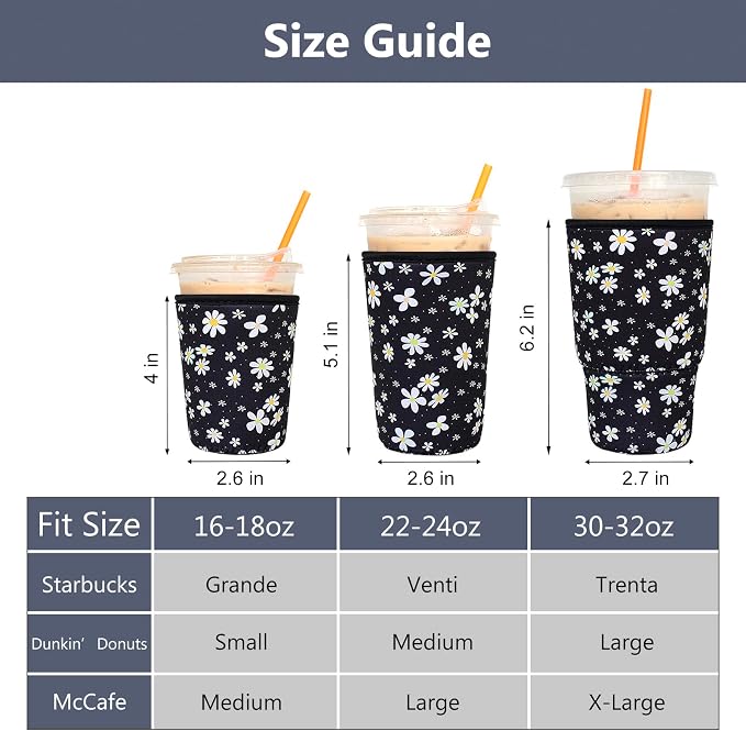 3 Pack Reusable Iced Coffee Sleeves - Image 2