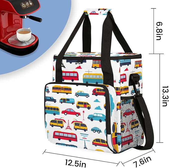 Transportation Types Car Coffee Maker Carring Bag, Large Insulated Storage - Image 2
