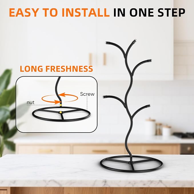 Beesini 2 Pack Mug Holder, Metal Coffee Mug Holders Tree, Decorative Mug Rack - Image 4
