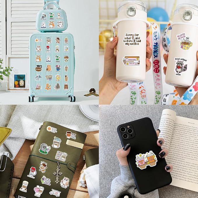 110Pcs Funny Coffee Stickers, Waterproof Vinyl Stickers - Image 3