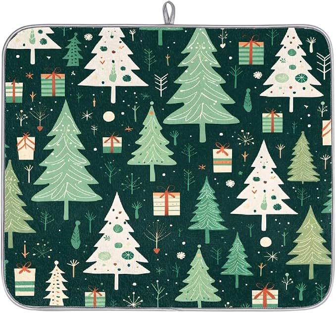 Xmax Trees And Gifts Dish Drying Mat, Kitchen Counter Quick Dry Pads by Unknown