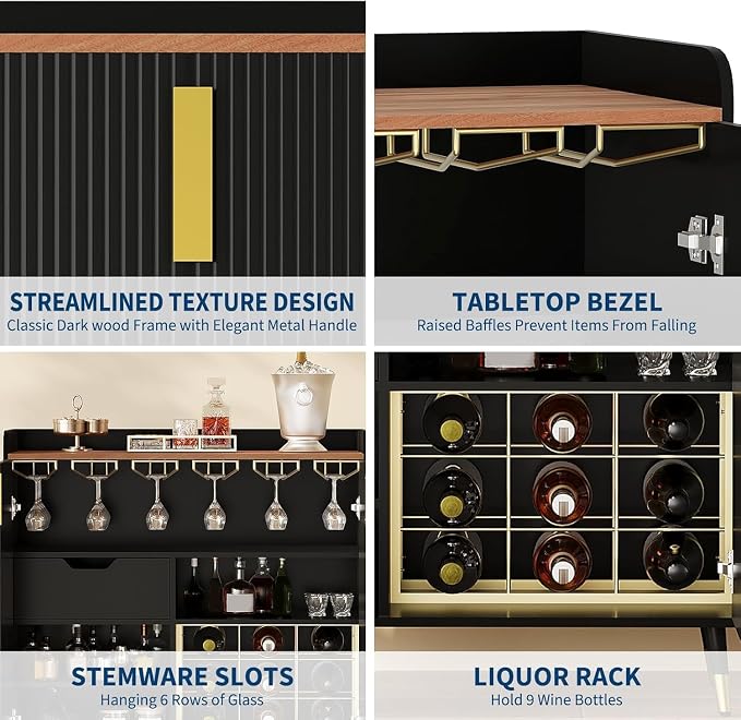 Modern Fluted Wine Bar Cabinet - Image 3