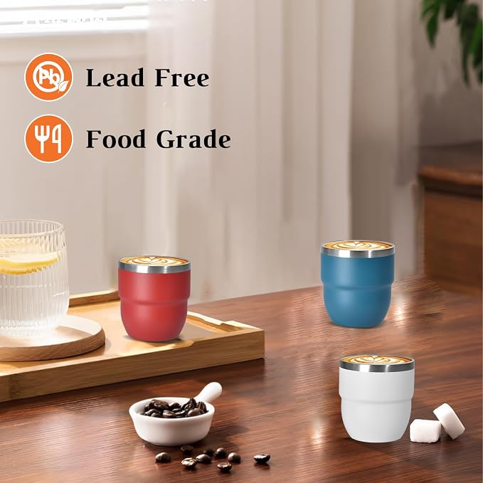 CHLJAR 4 oz Espresso Cup, Ceramic-Lined 18/8 Stainless Steel Coffee Cup - Image 6