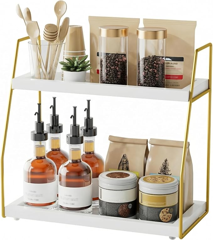 Coffee Organizer Station for Countertop, 2 Tier Coffee Accessories for Coffee by Yaoyiizy